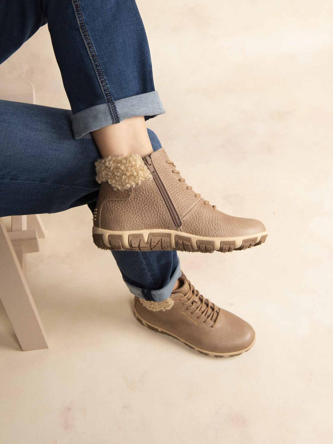 Boots Femme Doublée Feutrine Cuir Marine - 9