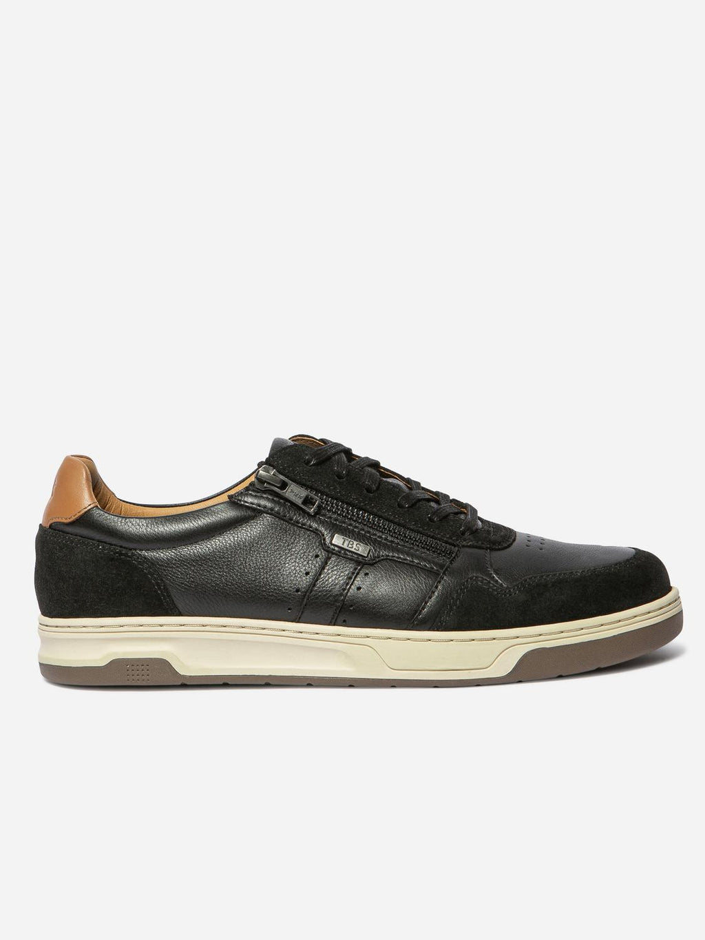 Tennis Homme Doublée Cuir Noir et Camel THEOZIP - 2