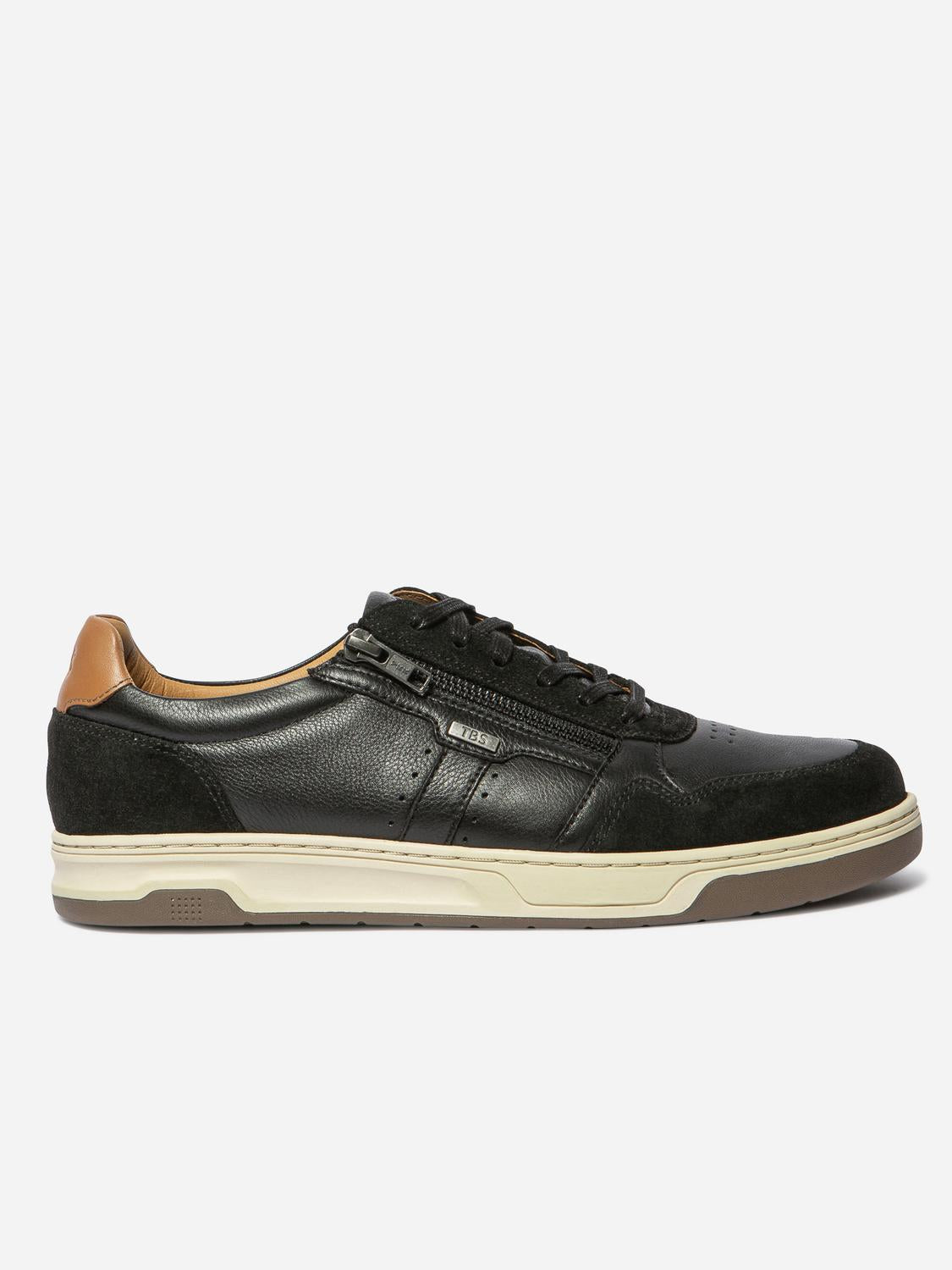 Tennis Homme Doublée Cuir Noir et Camel THEOZIP - 2