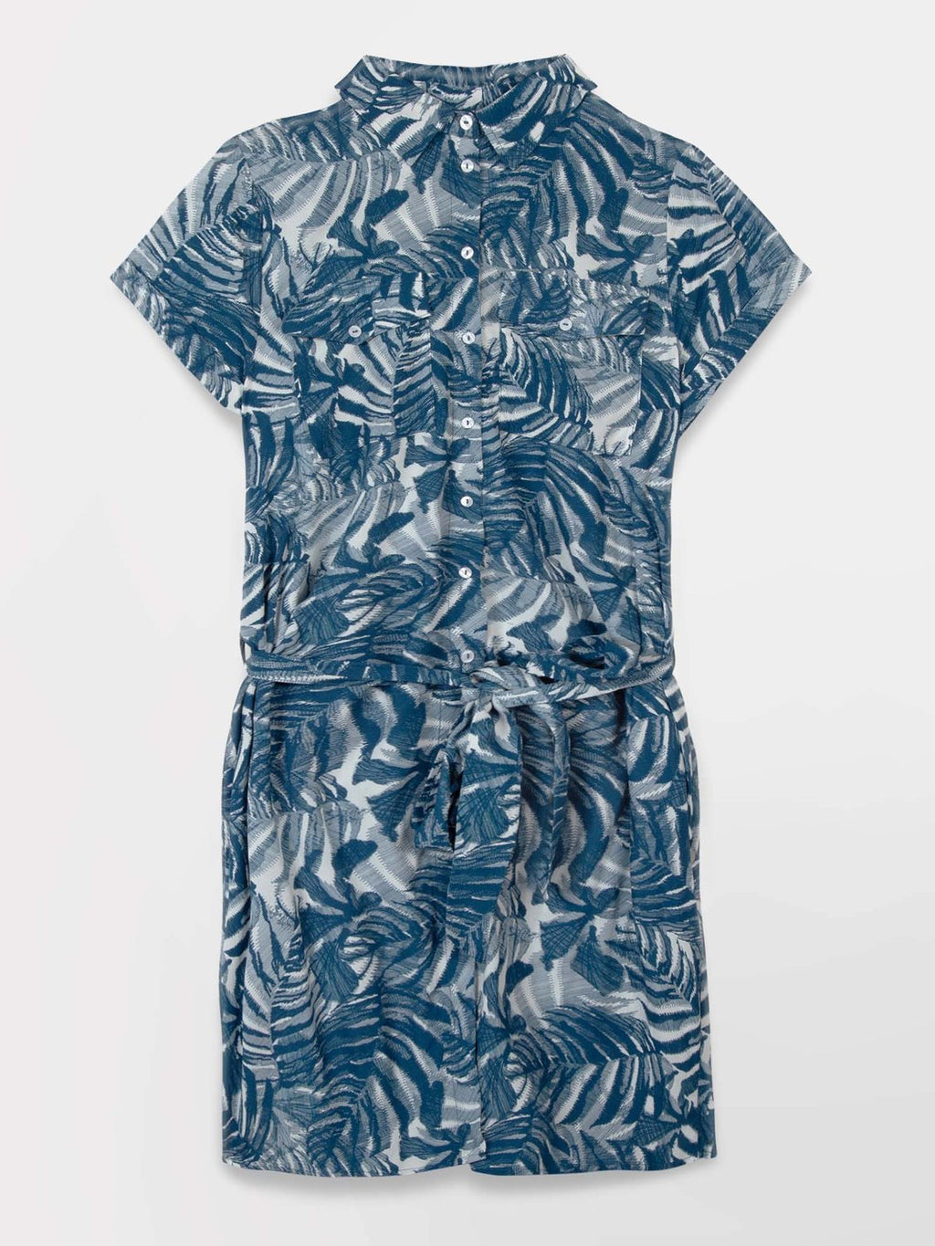 Robe Chemise Femme Motif Floral Bleu - 2