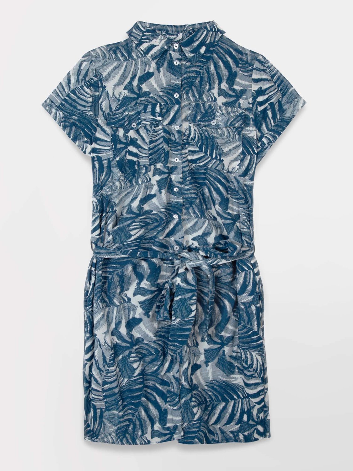 Robe Chemise Femme Motif Floral Bleu - 2