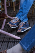 Running Homme Cuir velours Navy et Marron DINBOAT - 1