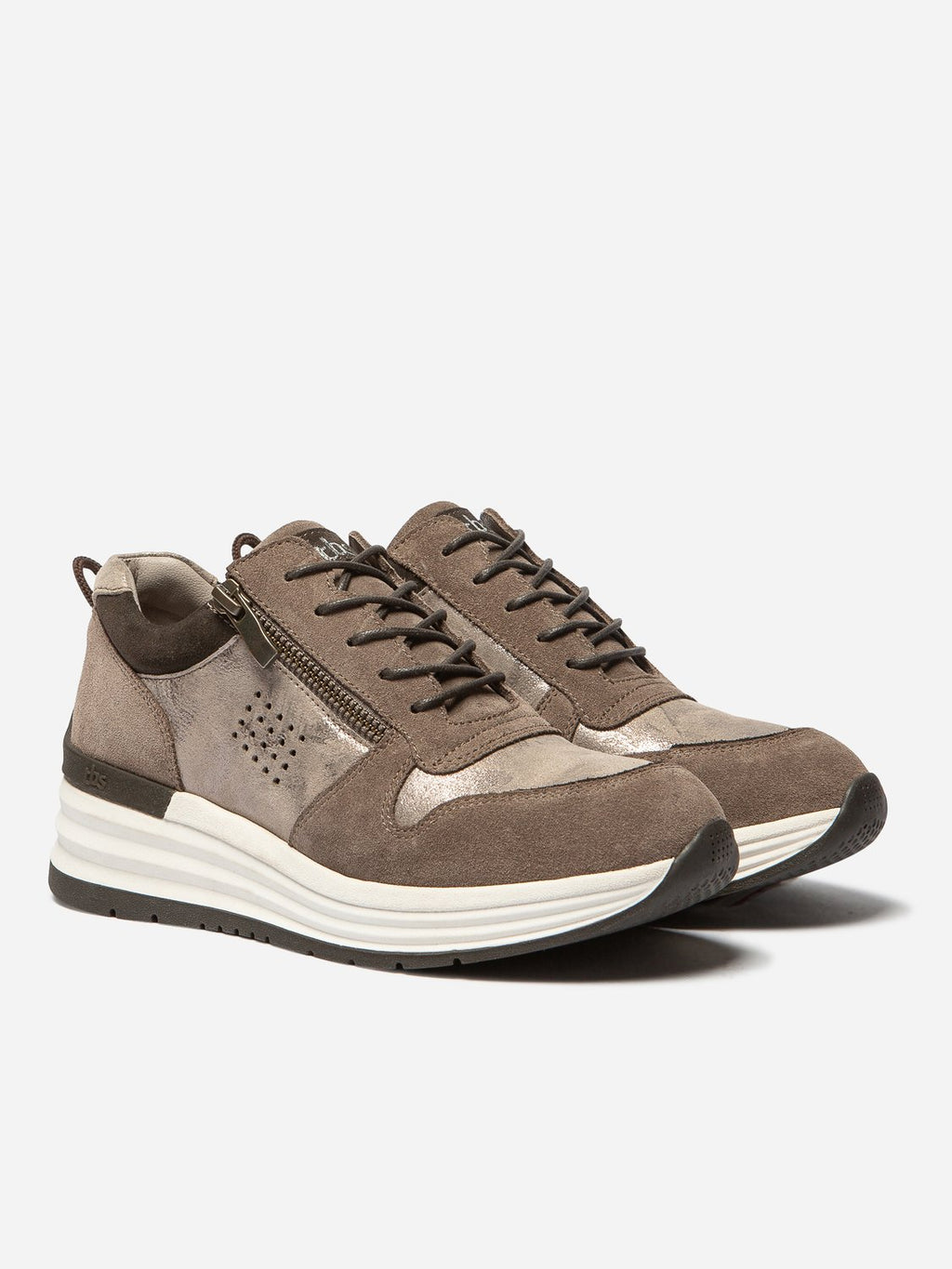 Baskets Femme Semelle Compensée Cuir Marron - 2