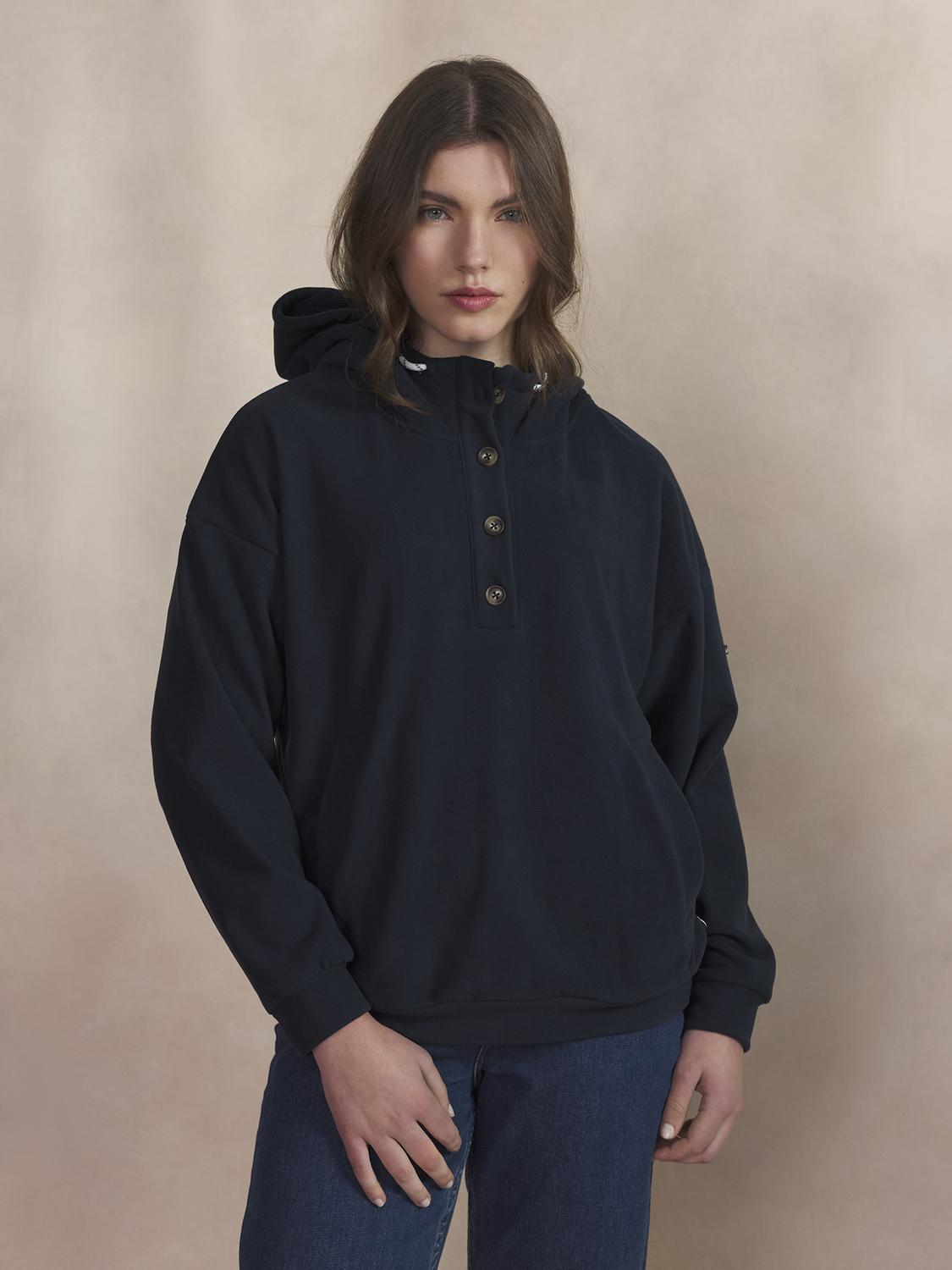 Sweat Col Camionneur Femme Marine SOLYACAM - 1