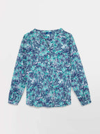 Tunique Femme Toile Coton Motif Floral Bleu et Vert - 2