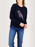 Sweat Femme Molleton Print Perroquet Marine - 1