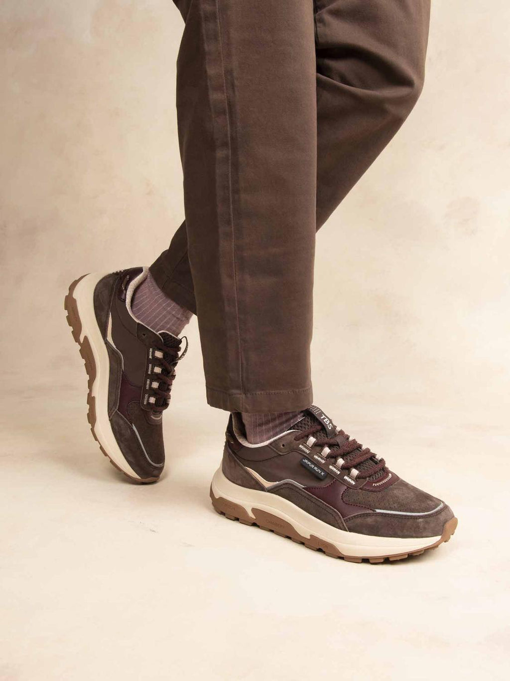 Running Femme Doublée Textile Cuir Chocolat JAZONNE - 1