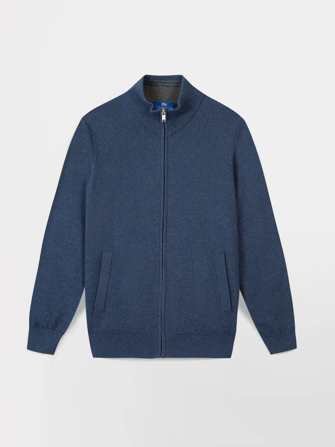 Gilet Homme Zippé Laine Coton Bleu - 2