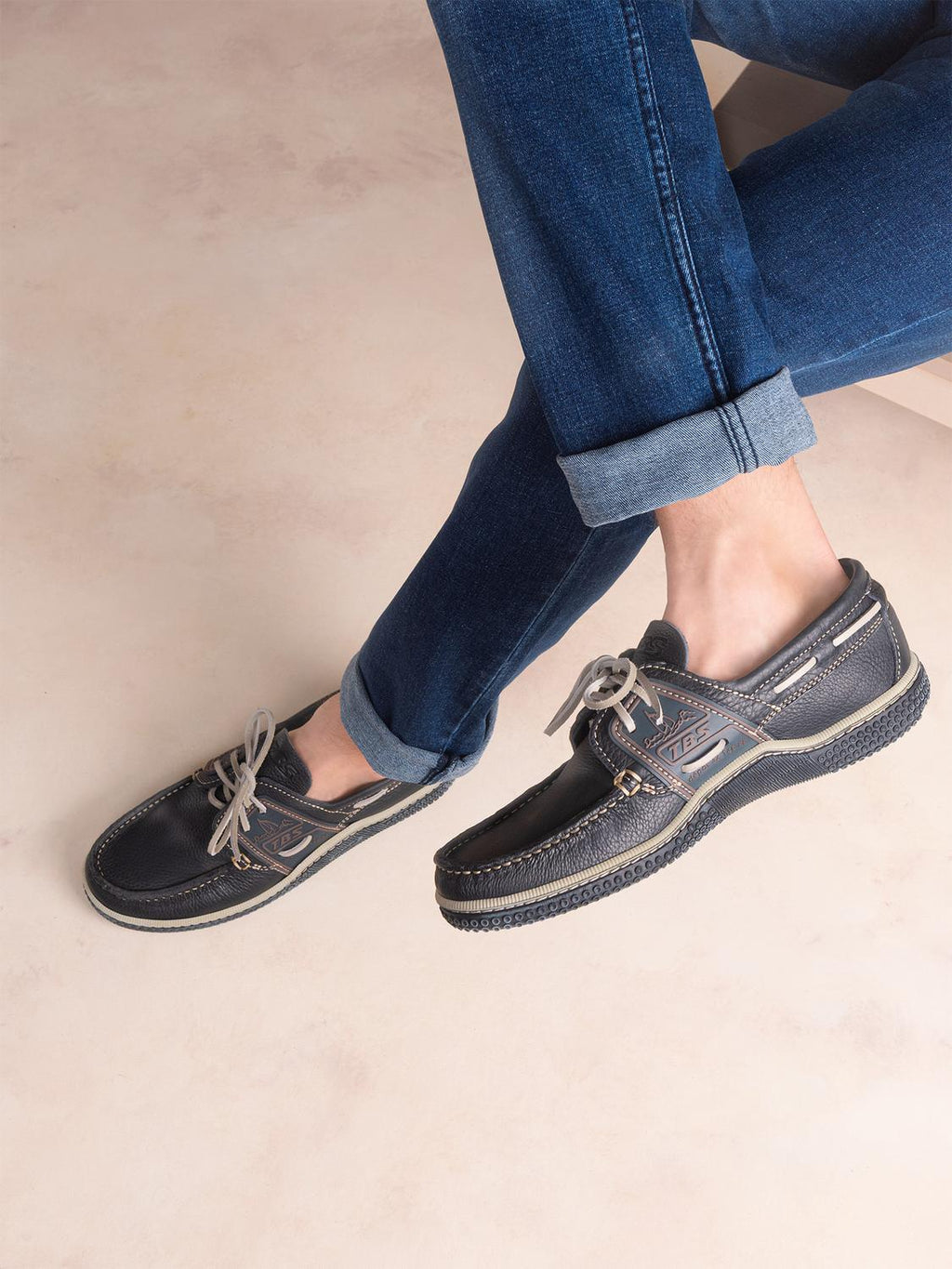 Chaussures Bateau Homme Cuir Marine Foncé - 1