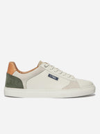 Baskets Cuir Homme Fabriquées en France Off-White et Kaki et Beige MAUBERT - 1