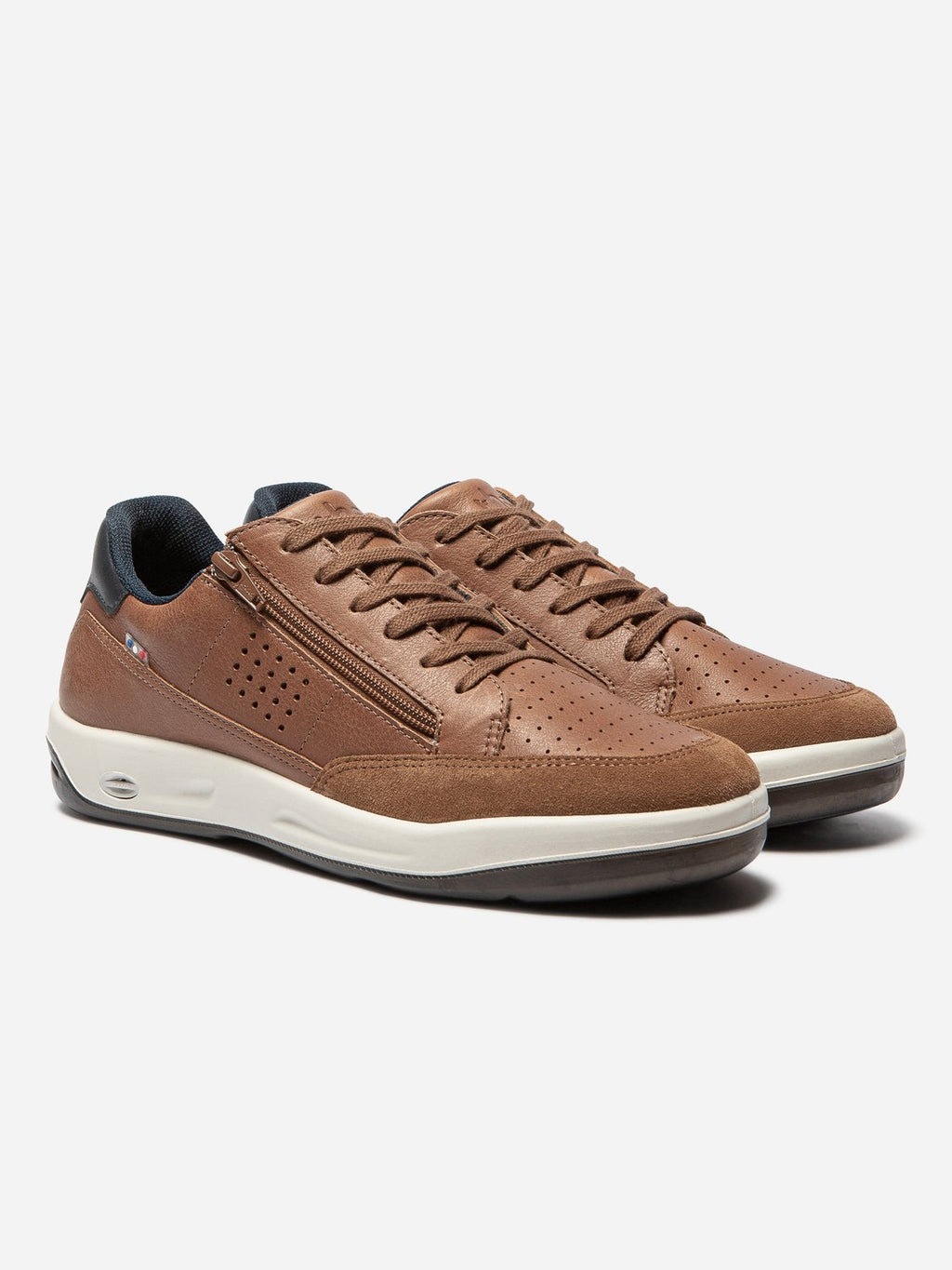 Baskets Homme Zippée Fabriquées en France Cuir Marron - 2