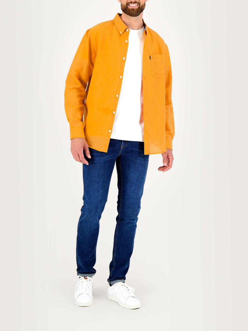 Chemise Homme Manches Longues Lin/Coton Jaune - 1