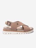 Sandales Femme Semelle Mi-Haute Cuir Beige - 1