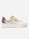 Baskets Femme Dessus Cuir Fabriquées en France Blanc et Beige - 1