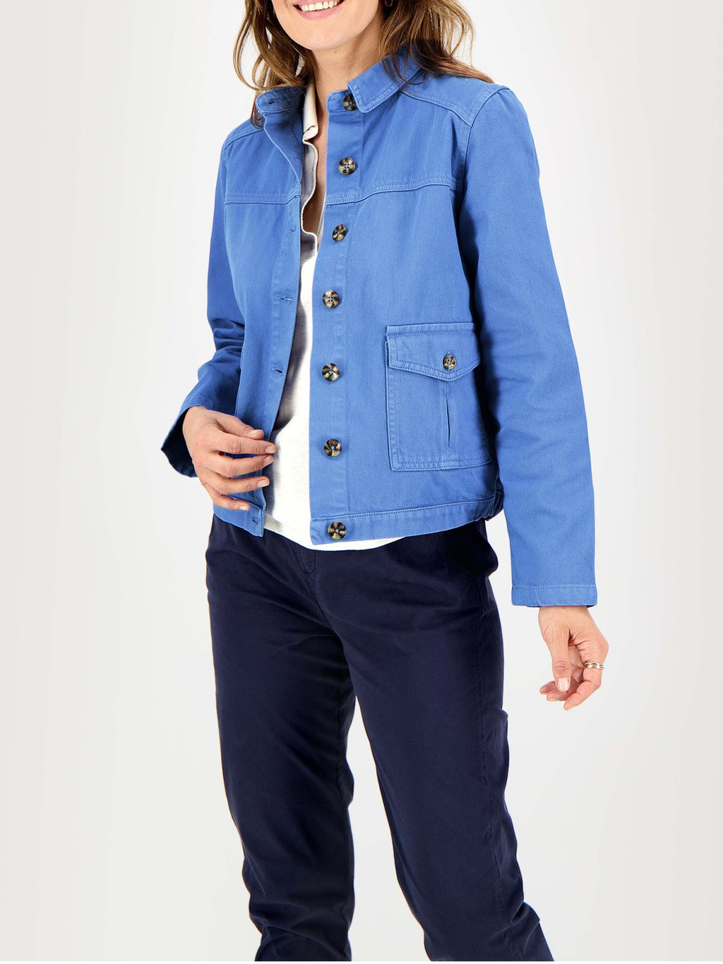 Veste Femme Boutonnée Coton Bleu - 1