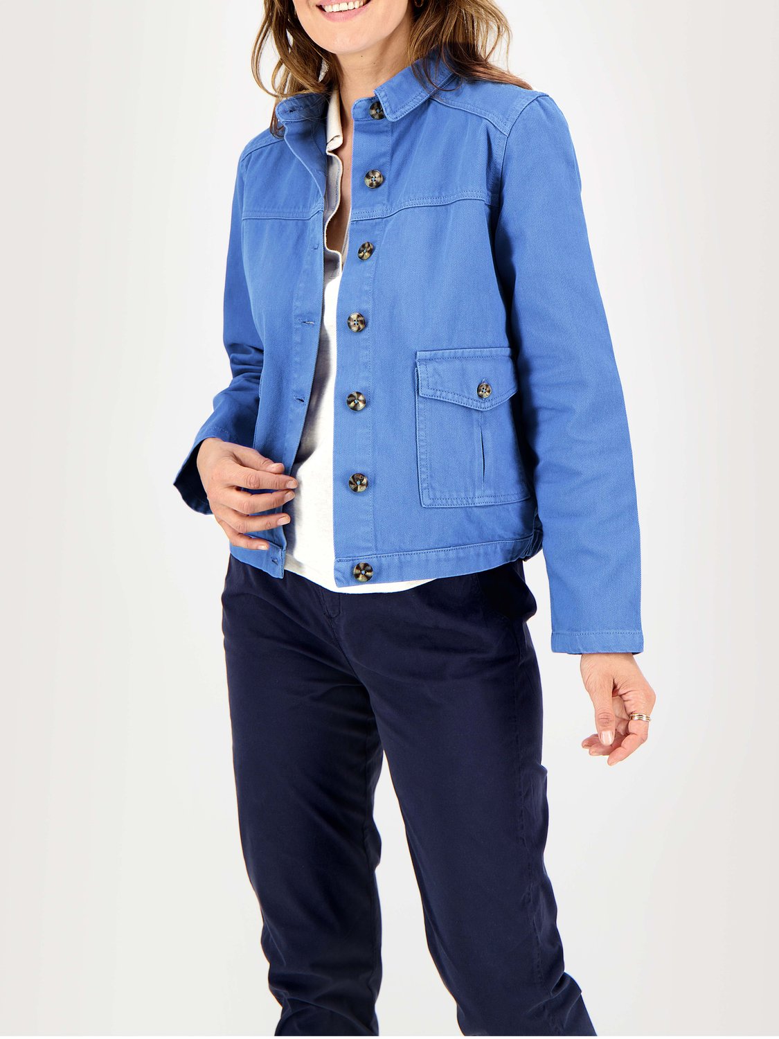 Veste Femme Boutonnée Coton Bleu - 1