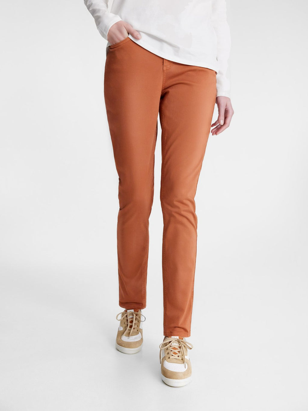 Pantalon Femme Ceinture Elastiquée Marron - 1