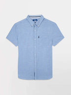 Chemise Homme Manches Courtes Coton Bleu - 1