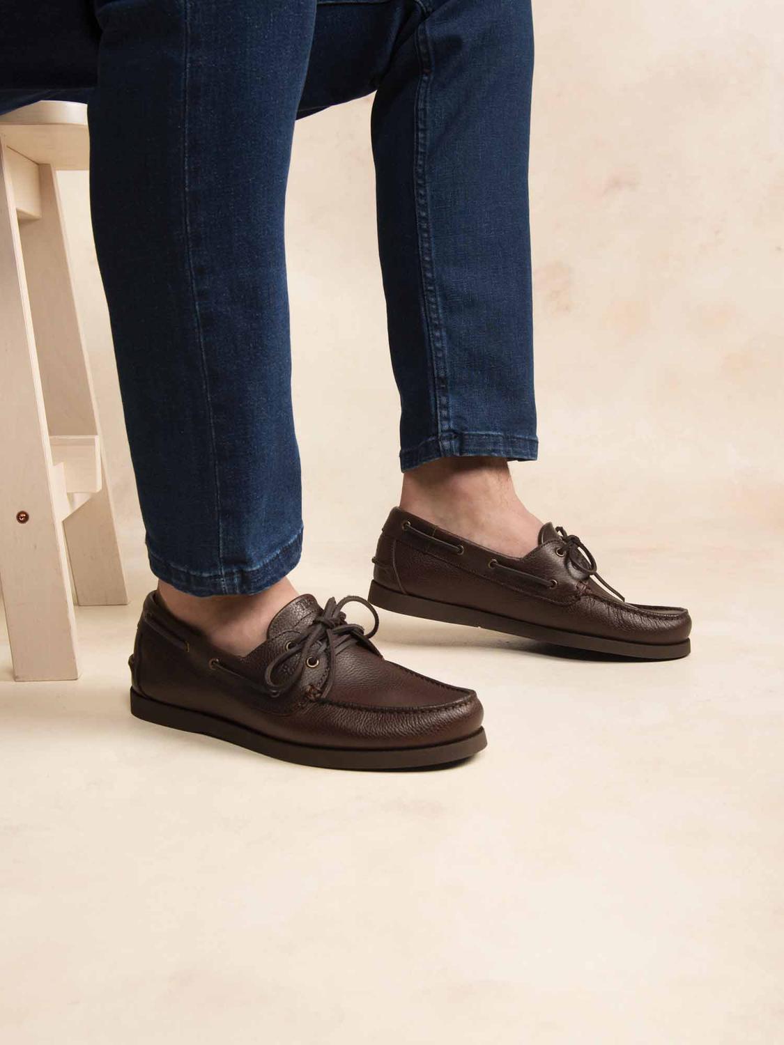 Chaussures Bateau Homme Cuir Marine et Marron - 21