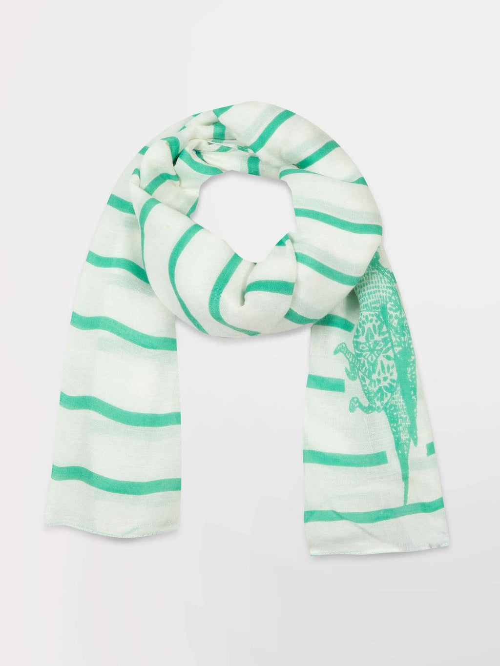 Foulard Femme Rayures Fines Blanc & Vert - 1