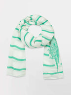 Foulard Femme Rayures Fines Blanc & Vert - 1
