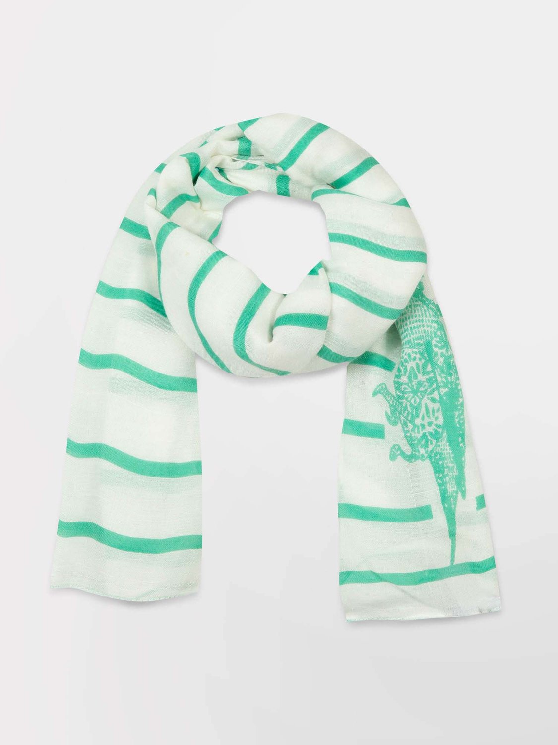 Foulard Femme Rayures Fines Blanc & Vert - 1