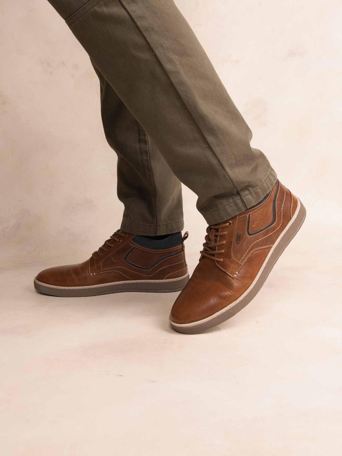 Bottines Homme Cuir Cognac et Marine RINALDO - 1