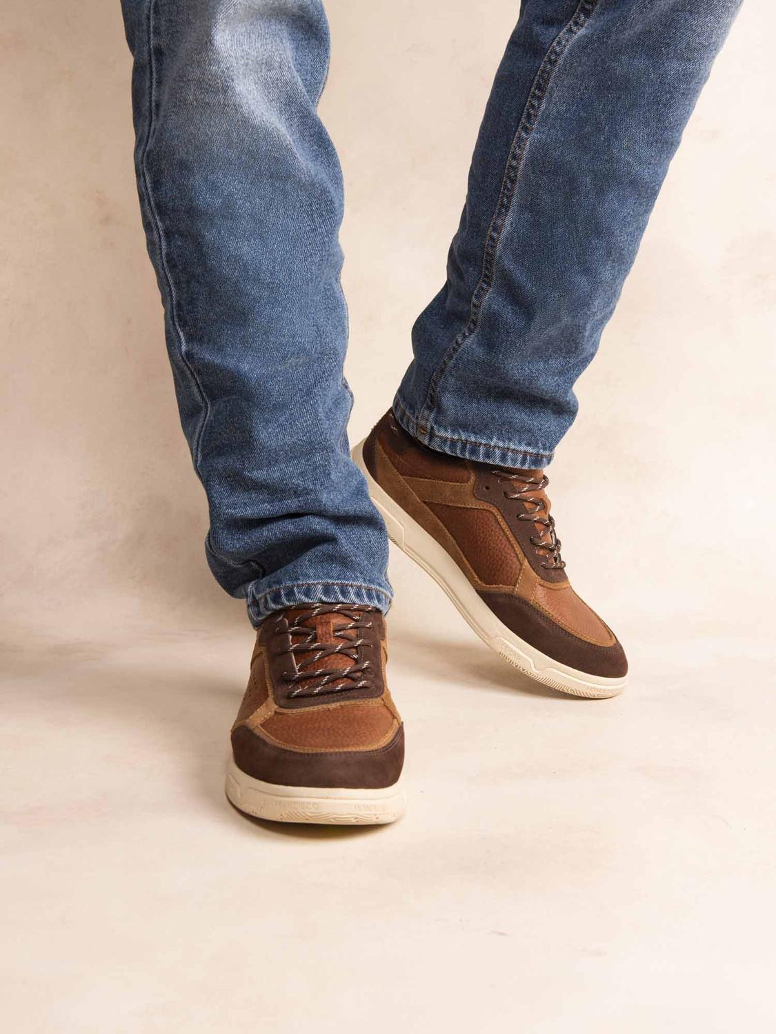 Tennis Homme Cuir Tofu Marron Ardoise GUYLHEM - 3