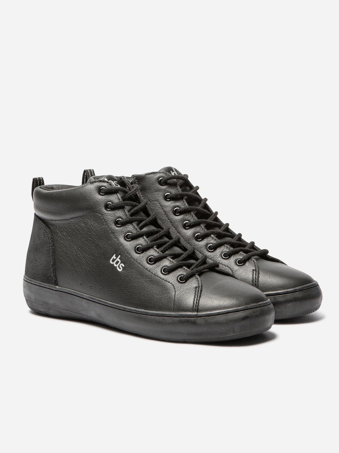 Tennis Montante Femme Zippée Dessus Cuir Noir - 2