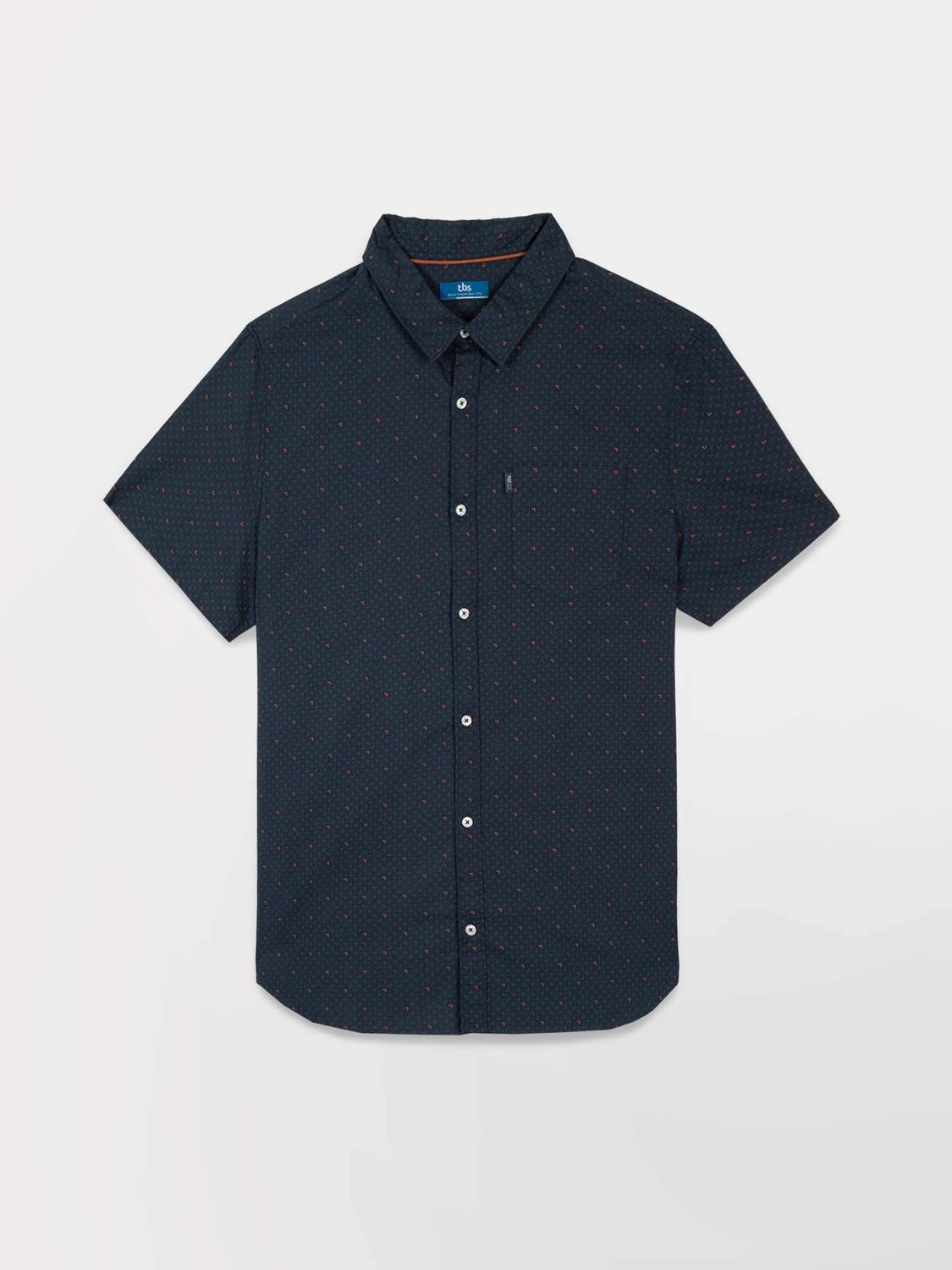 Chemise Homme Manches Courtes Micro Motif Marine - 2