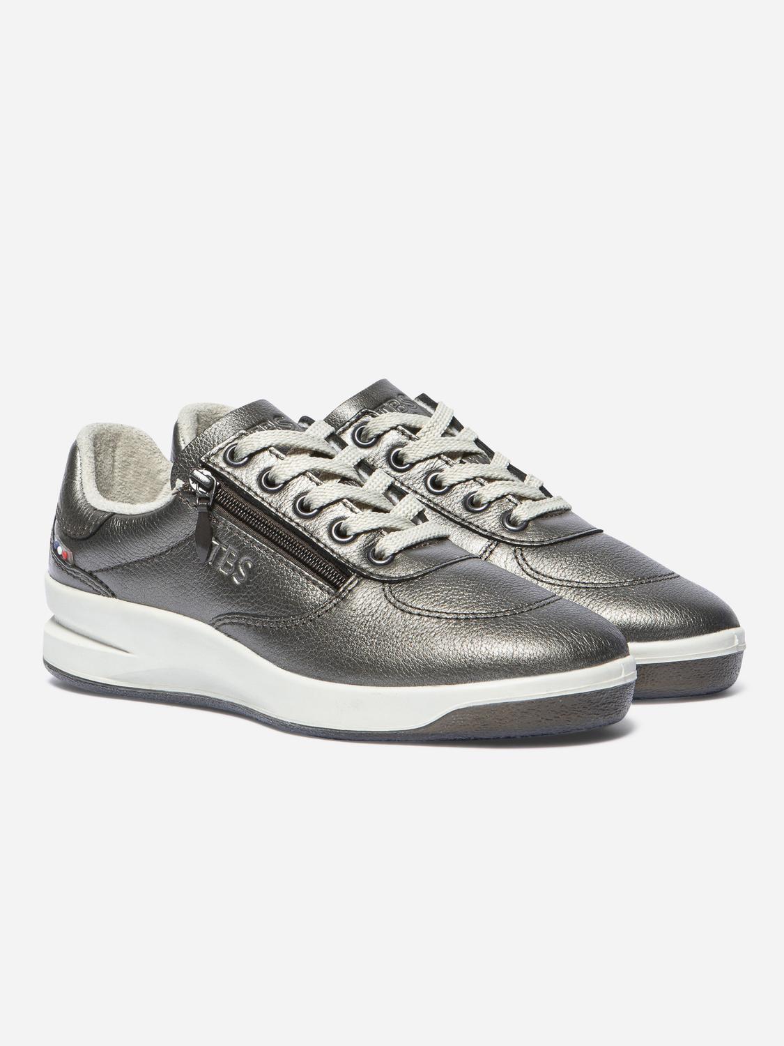 Baskets Femme Fabriquées en France Zippées Dessus Cuir Champagne - 10