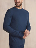 Pull Homme Col Rond Laine Coton Marine - 1