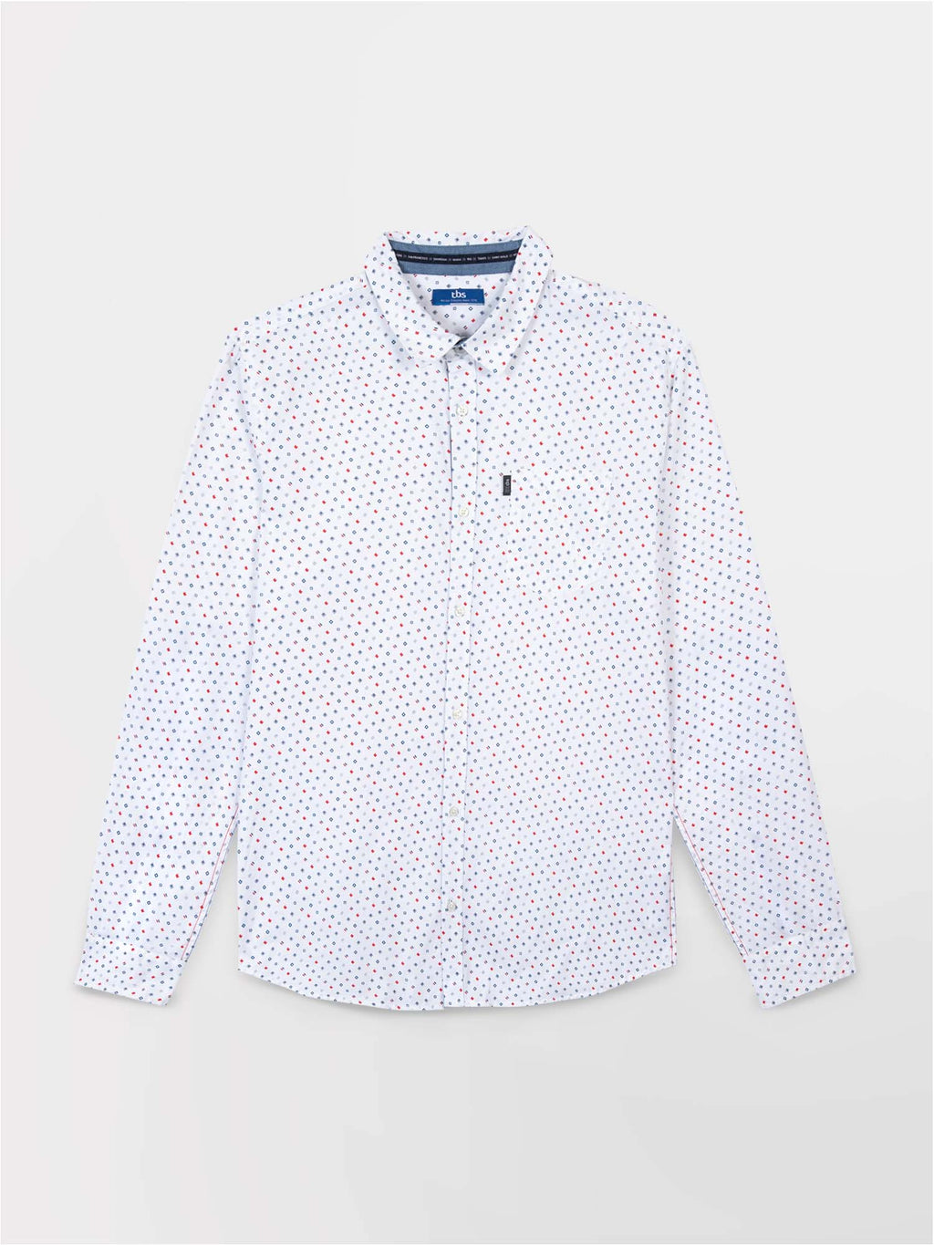 Chemise Homme Manches Longues Micro Motif Blanc - 2