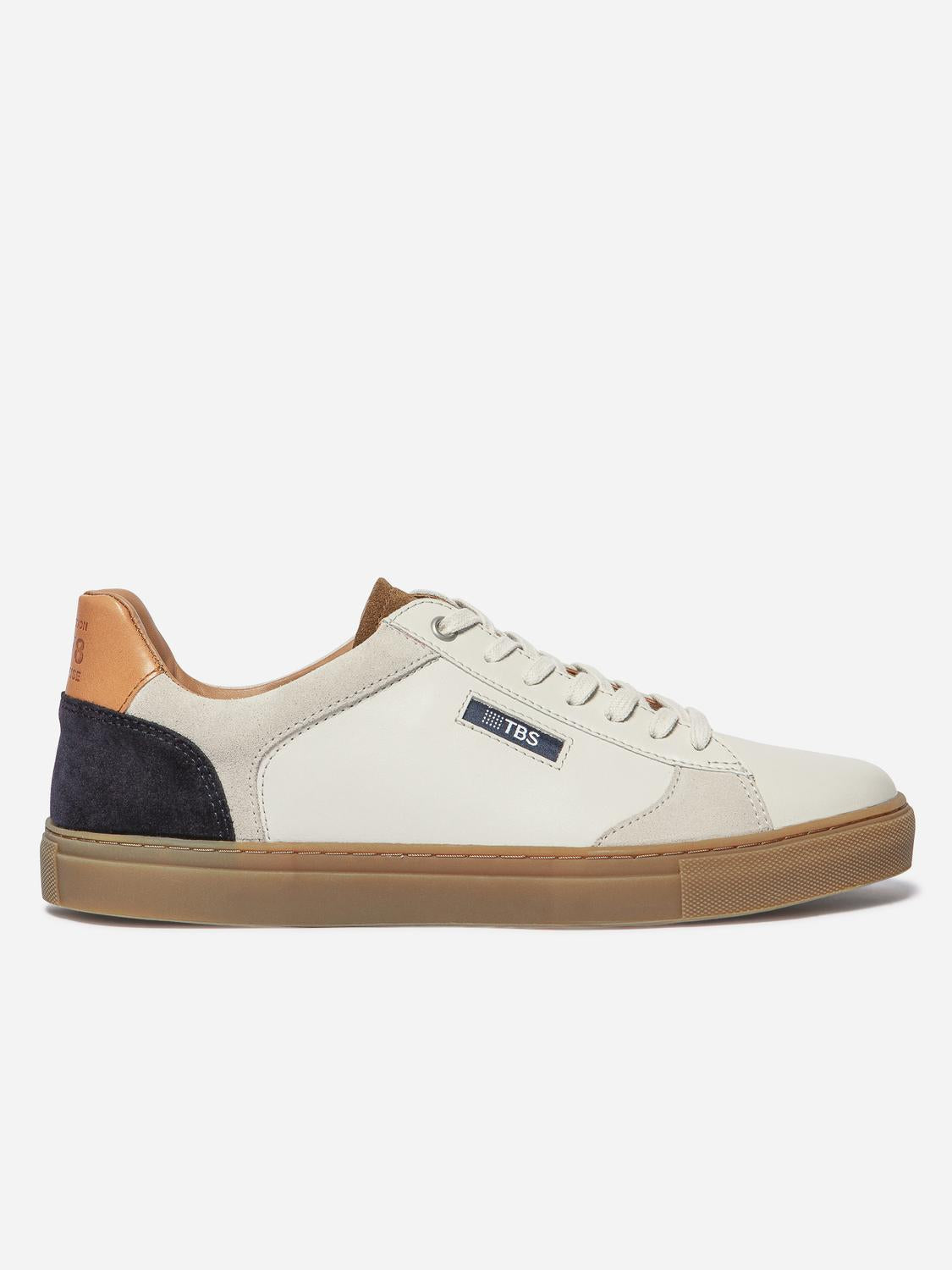 Baskets Cuir Homme Fabriquées en France Off-White et Kaki et Beige MAUBERT - 4