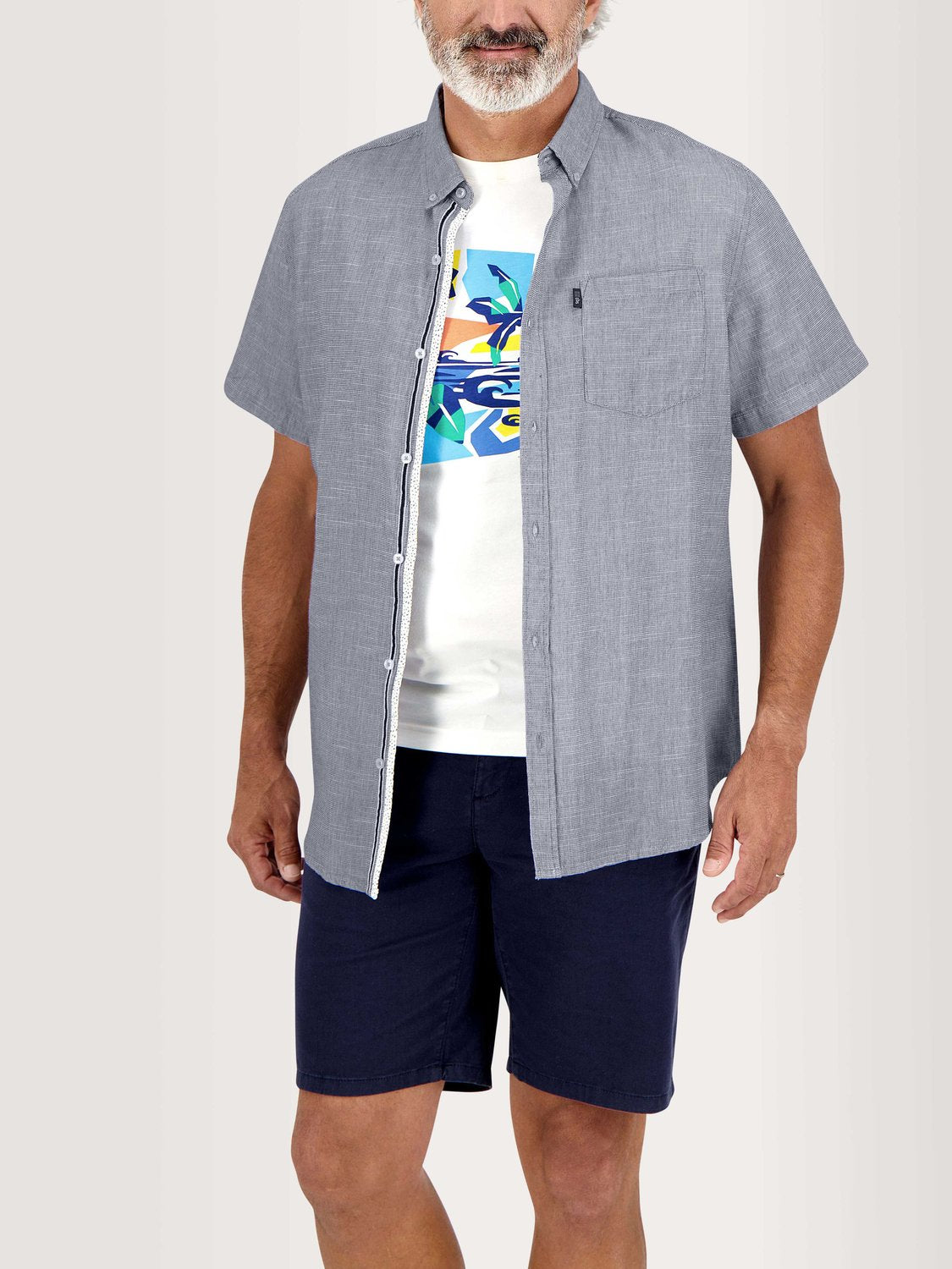 Chemise Homme Manches Courtes Coton Bleu - 5