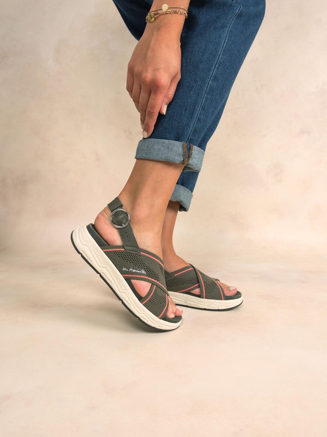 Sandales compensées femme vert LAIHONA - 1