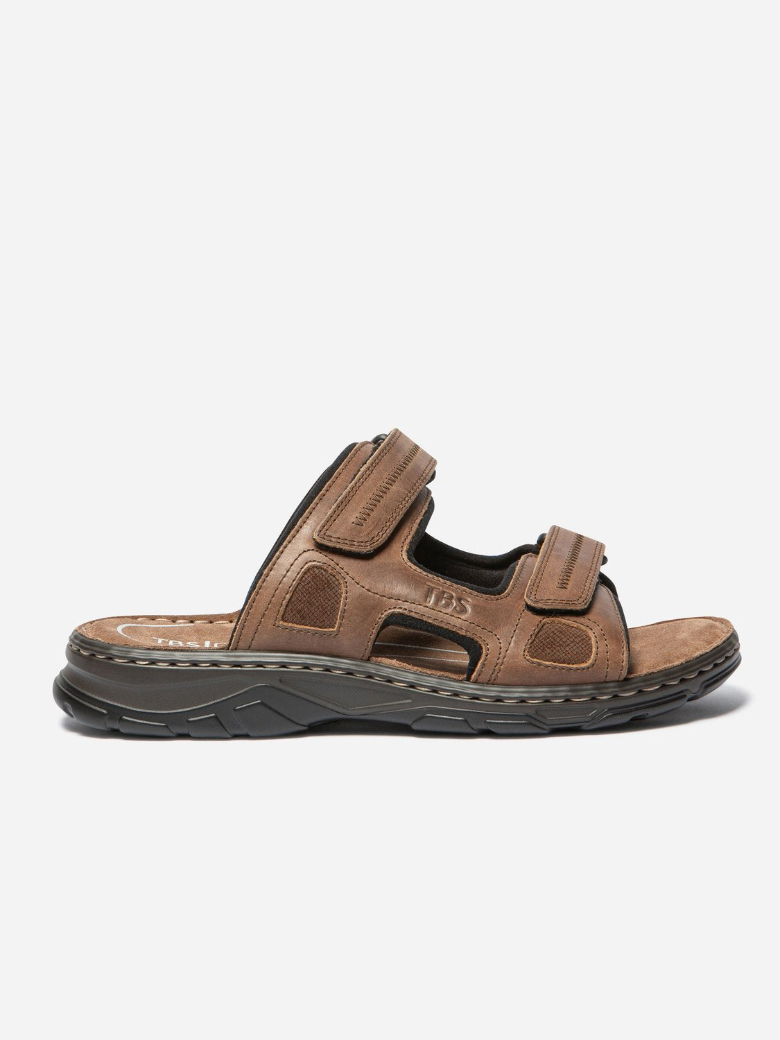 Mules Homme A Scratch Dessus Cuir Marron - 1