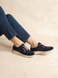 Tennis Femme Cuir Marine et Or BLOLACE - 1