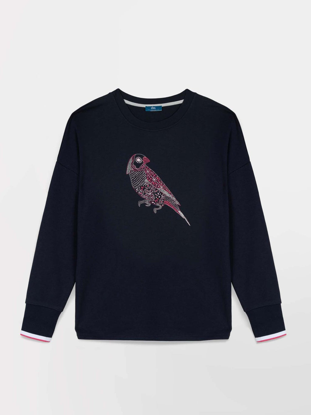 Sweat Femme Molleton Print Perroquet Marine - 2