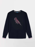 Sweat Femme Molleton Print Perroquet Marine - 2