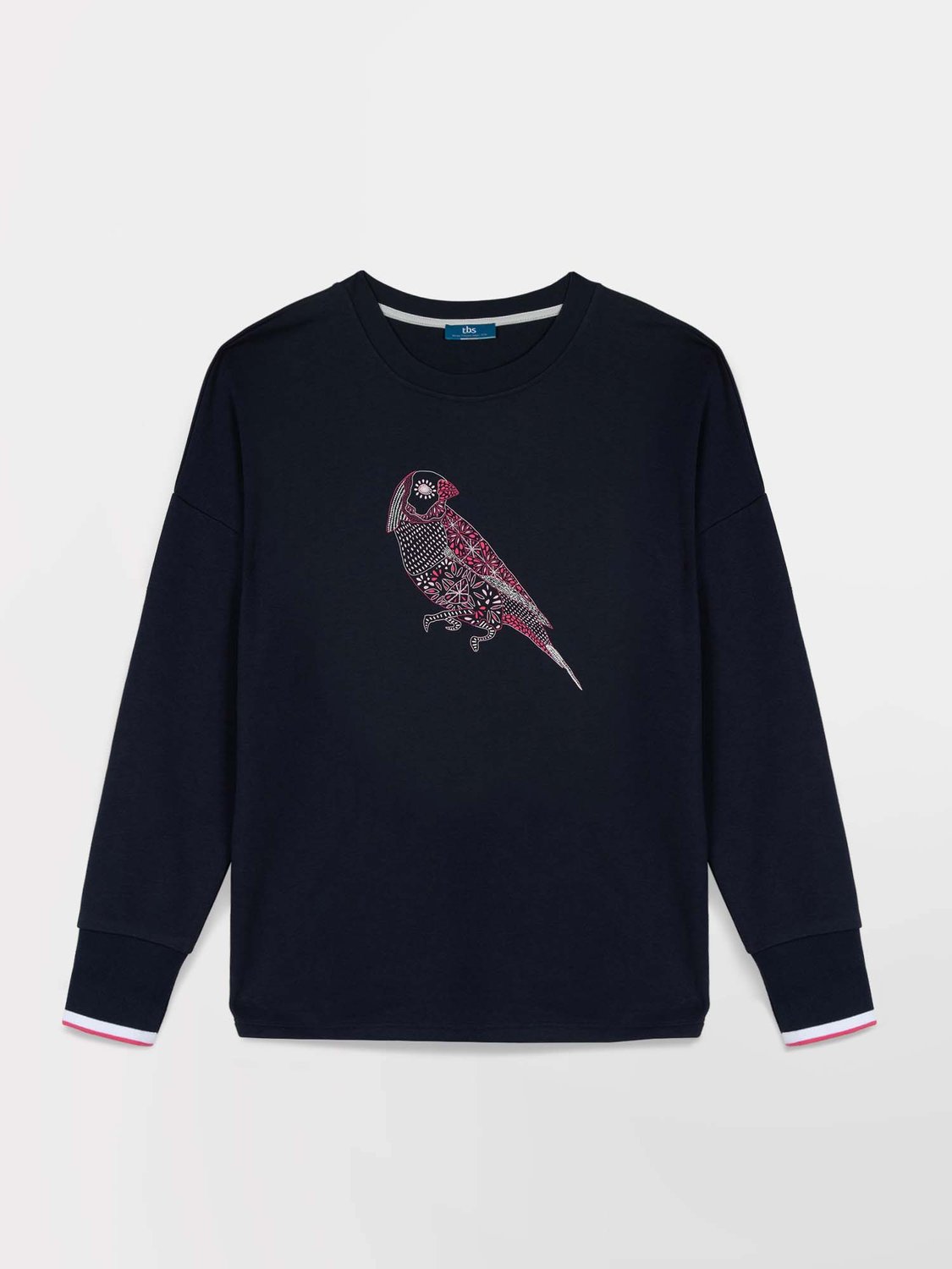 Sweat Femme Molleton Print Perroquet Marine - 2