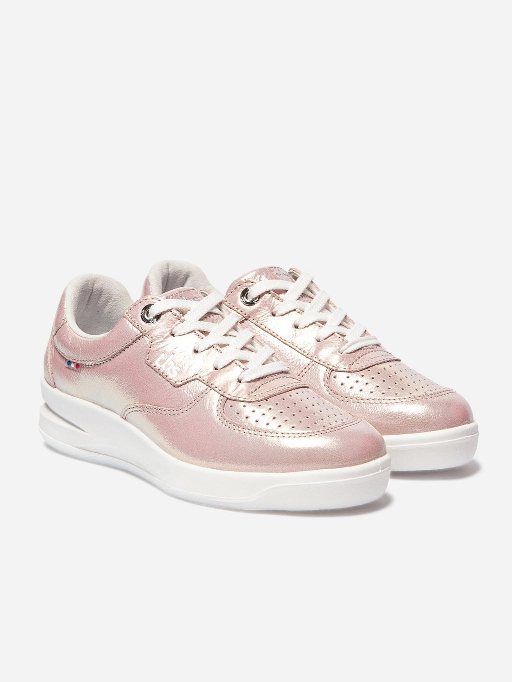 Baskets Femme Dessus Cuir Fabriquées en France Blanc et Beige - 6