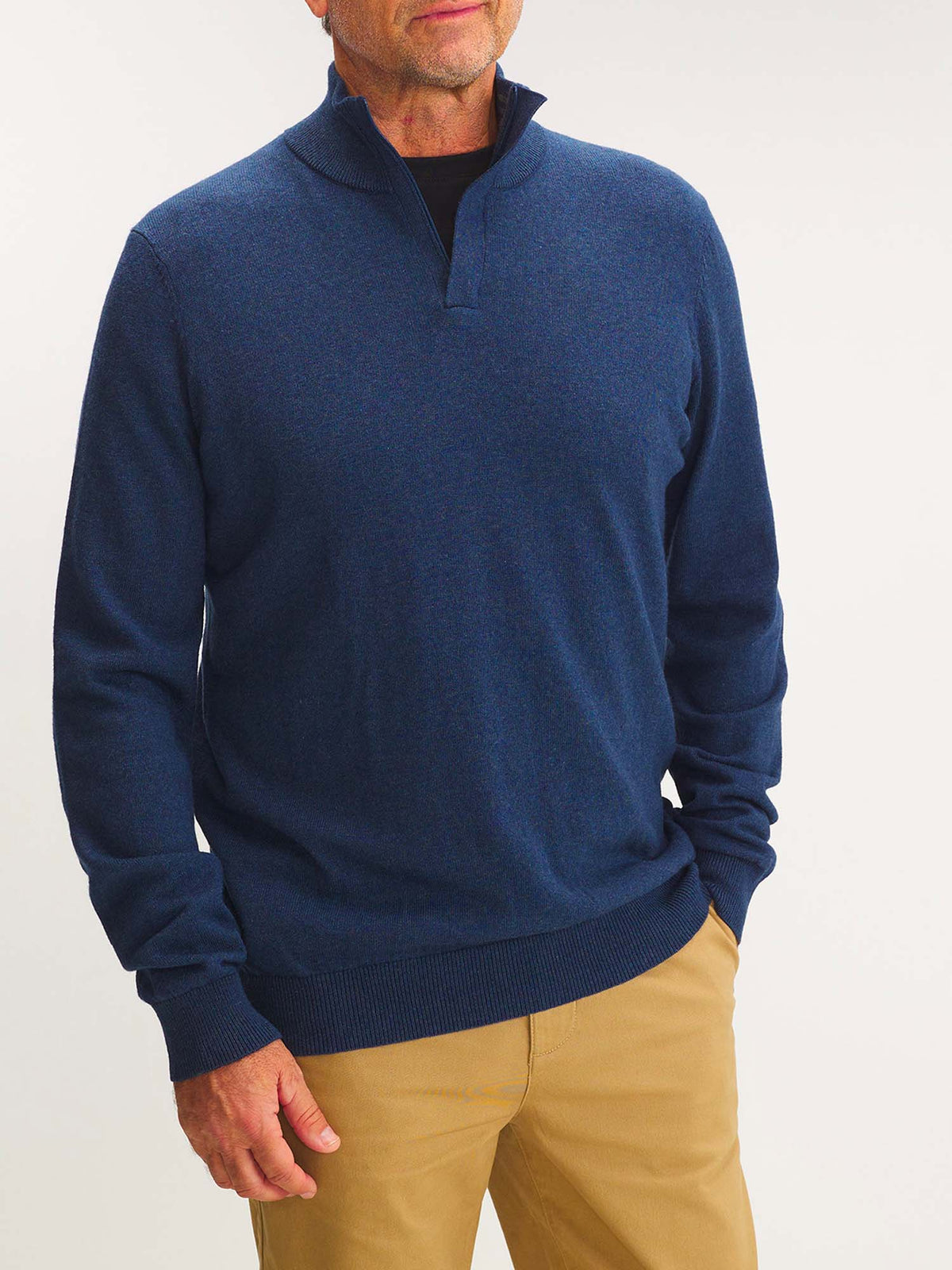 Pull Homme Col Camionneur Bleu - 1