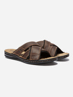Sandales Homme Dessus Cuir Marron - 2