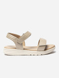 Sandales Femme Confort Cuir Beige Métallisé - 1