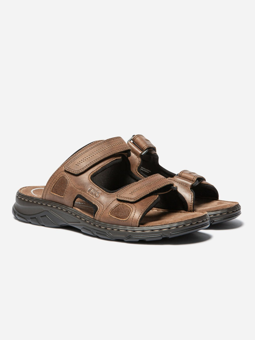 Mules Homme A Scratch Dessus Cuir Marron - 2
