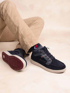 Bottines Homme Doublée Textile Cuir Navy et Synagot GEOMIDE - 1
