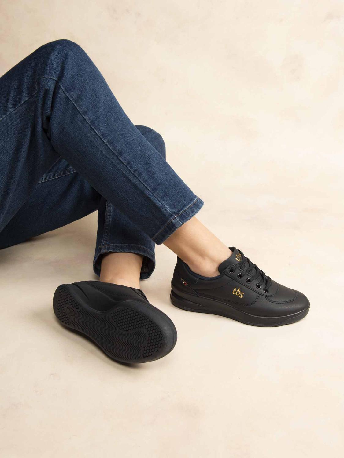Baskets Femme Confort Dessus Cuir Marine - 3