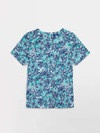 Blouse Femme Toile Coton Motif Floral Bleu - 4