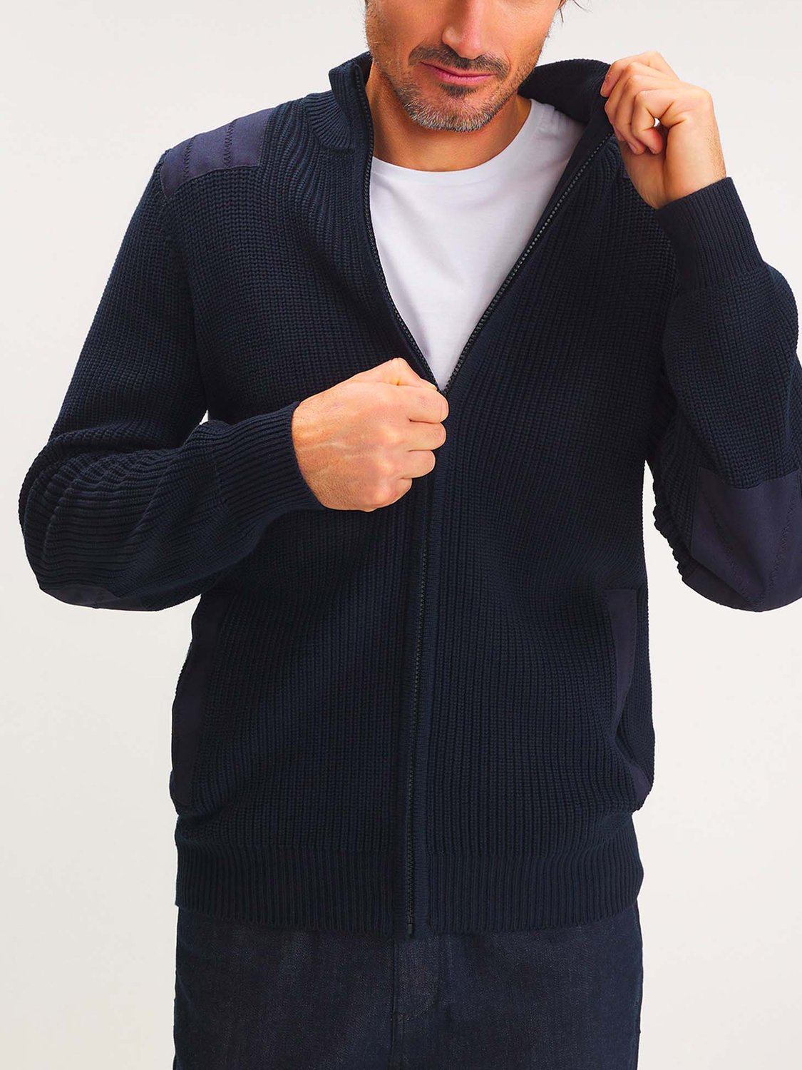Gilet Homme Zippée Maille Marine - 1